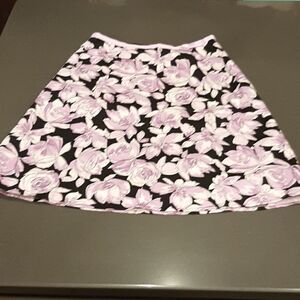 Rafaella Black and Purple Floral with Purple Bow Skirt with Liner